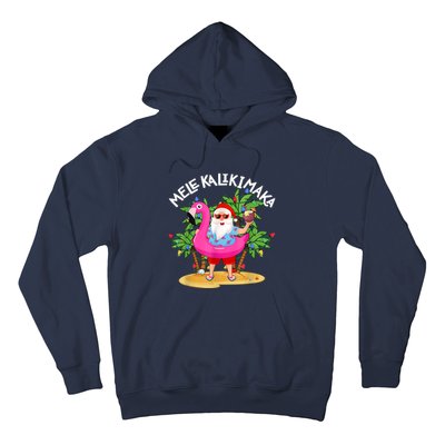 Santa Flamingo Mele Kalikimaka Tropical Christmas Hawaiian Hoodie