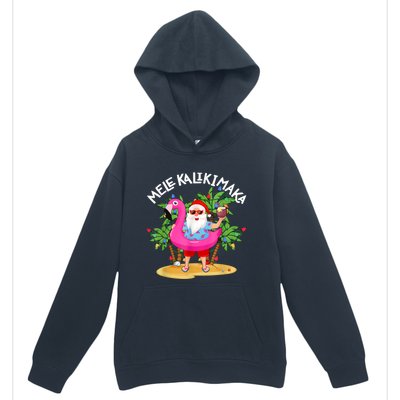 Santa Flamingo Mele Kalikimaka Tropical Christmas Hawaiian Urban Pullover Hoodie