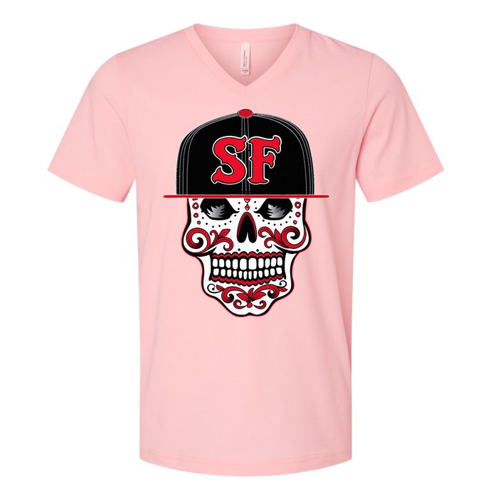 San Francisco Mexican Sugar Skul V-Neck T-Shirt