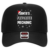 Santas Favorite Mechanic Christmas Gift High Crown Mesh Back Trucker Hat