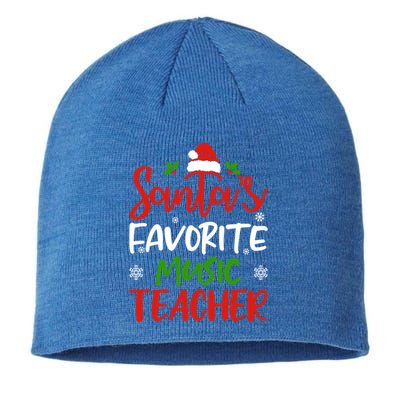 SantaS Favorite Music Teacher Funny Christmas Gifts Swea Sustainable Beanie