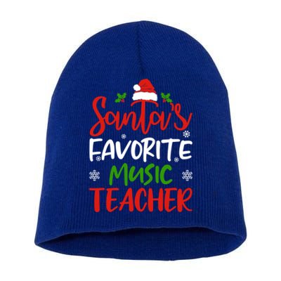 SantaS Favorite Music Teacher Funny Christmas Gifts Swea Short Acrylic Beanie