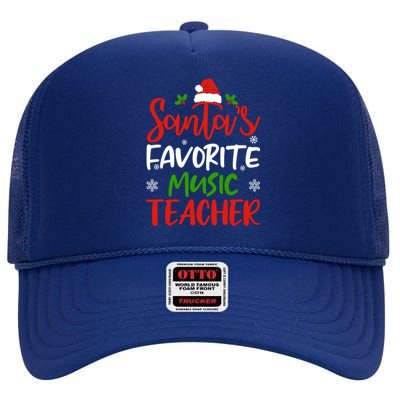 SantaS Favorite Music Teacher Funny Christmas Gifts Swea High Crown Mesh Back Trucker Hat