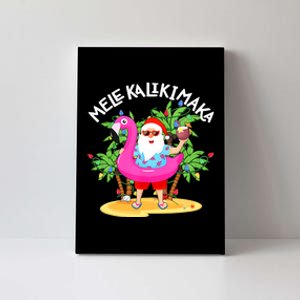 Santa Flamingo Mele Kalikimaka Tropical Christmas Hawaiian Canvas