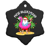 Santa Flamingo Mele Kalikimaka Tropical Christmas Hawaiian Ceramic Star Ornament