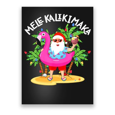 Santa Flamingo Mele Kalikimaka Tropical Christmas Hawaiian Poster