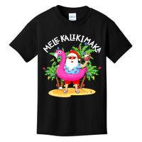 Santa Flamingo Mele Kalikimaka Tropical Christmas Hawaiian Kids T-Shirt