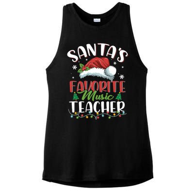 SantaS Favorite Music Teacher Christmas Santa Hat Gift Ladies PosiCharge Tri-Blend Wicking Tank