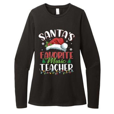 SantaS Favorite Music Teacher Christmas Santa Hat Gift Womens CVC Long Sleeve Shirt