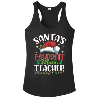 SantaS Favorite Music Teacher Christmas Santa Hat Gift Ladies PosiCharge Competitor Racerback Tank