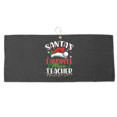 SantaS Favorite Music Teacher Christmas Santa Hat Gift Large Microfiber Waffle Golf Towel