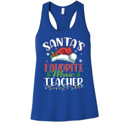 SantaS Favorite Music Teacher Christmas Santa Hat Gift Women's Racerback Tank