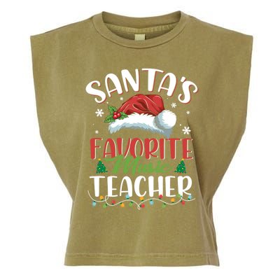 SantaS Favorite Music Teacher Christmas Santa Hat Gift Garment-Dyed Women's Muscle Tee