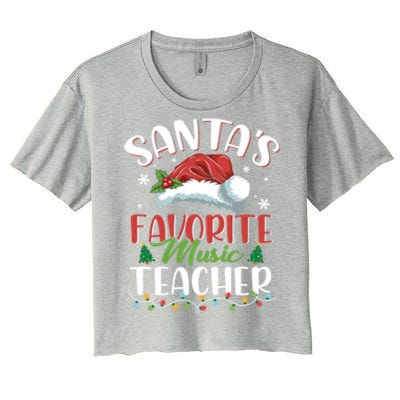 SantaS Favorite Music Teacher Christmas Santa Hat Gift Women's Crop Top Tee