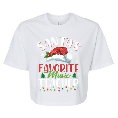 SantaS Favorite Music Teacher Christmas Santa Hat Gift Bella+Canvas Jersey Crop Tee