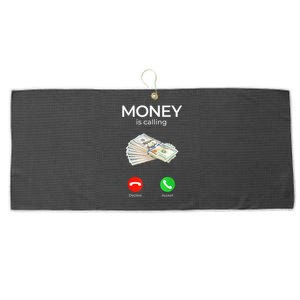 Sarcastic Funny Money Is Calling Cash Business Large Microfiber Waffle Golf Towel