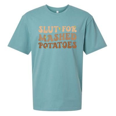 Slut For Mashed Potatoes Funny Thanksgiving Mashed Potatoes Sueded Cloud Jersey T-Shirt