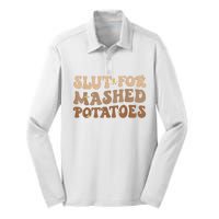 Slut For Mashed Potatoes Funny Thanksgiving Mashed Potatoes Silk Touch Performance Long Sleeve Polo