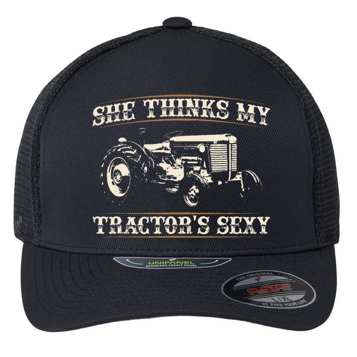 She Finds My Tractors Sexy I Funny Farmer Flexfit Unipanel Trucker Cap