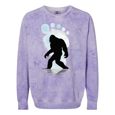 Sasquatch Footprint Moon Light Bigfoot Lovers Gifts Colorblast Crewneck Sweatshirt