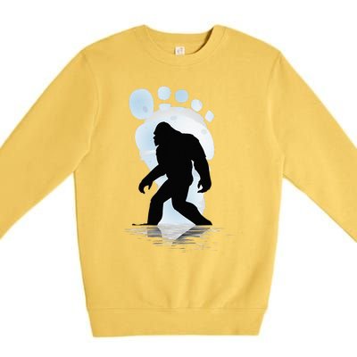 Sasquatch Footprint Moon Light Bigfoot Lovers Gifts Premium Crewneck Sweatshirt