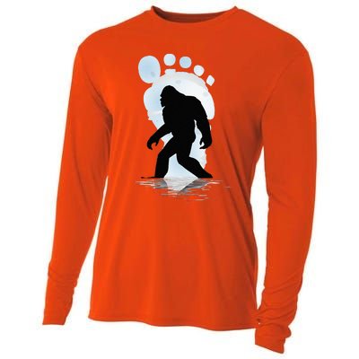 Sasquatch Footprint Moon Light Bigfoot Lovers Gifts Cooling Performance Long Sleeve Crew