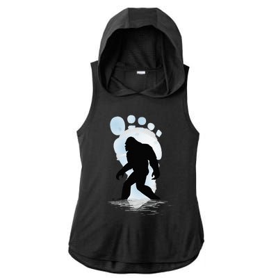 Sasquatch Footprint Moon Light Bigfoot Lovers Gifts Ladies PosiCharge Tri-Blend Wicking Draft Hoodie Tank