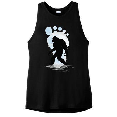 Sasquatch Footprint Moon Light Bigfoot Lovers Gifts Ladies PosiCharge Tri-Blend Wicking Tank