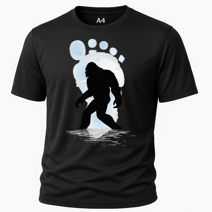 Sasquatch Footprint Moon Light Bigfoot Lovers Gifts Cooling Performance Crew T-Shirt