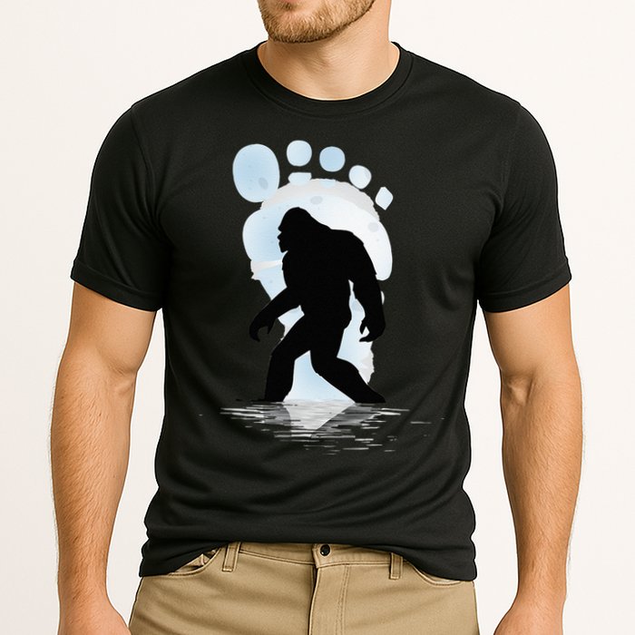 Sasquatch Footprint Moon Light Bigfoot Lovers Gifts Cooling Performance Crew T-Shirt