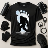 Sasquatch Footprint Moon Light Bigfoot Lovers Gifts Cooling Performance Crew T-Shirt