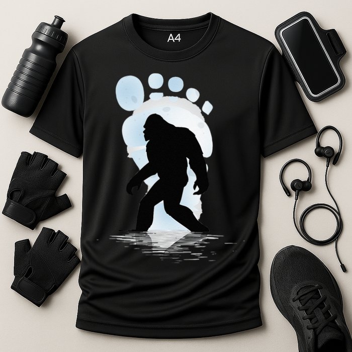 Sasquatch Footprint Moon Light Bigfoot Lovers Gifts Cooling Performance Crew T-Shirt