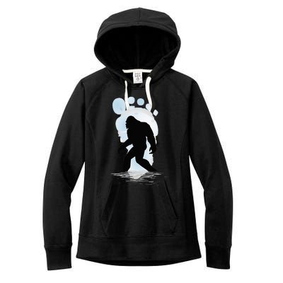 Sasquatch Footprint Moon Light Bigfoot Lovers Gifts Women's Fleece Hoodie