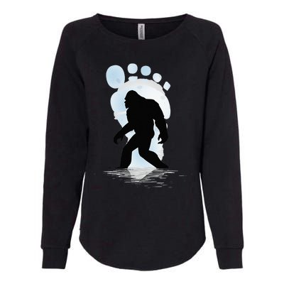 Sasquatch Footprint Moon Light Bigfoot Lovers Gifts Womens California Wash Sweatshirt