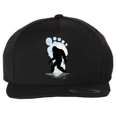 Sasquatch Footprint Moon Light Bigfoot Lovers Gifts Wool Snapback Cap