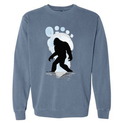 Sasquatch Footprint Moon Light Bigfoot Lovers Gifts Garment-Dyed Sweatshirt