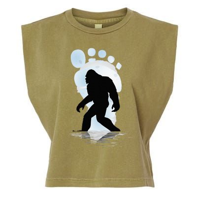 Sasquatch Footprint Moon Light Bigfoot Lovers Gifts Garment-Dyed Women's Muscle Tee