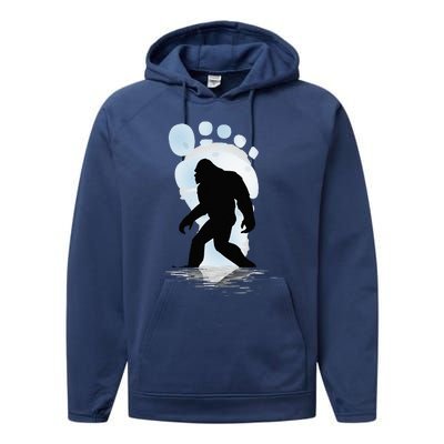 Sasquatch Footprint Moon Light Bigfoot Lovers Gifts Performance Fleece Hoodie