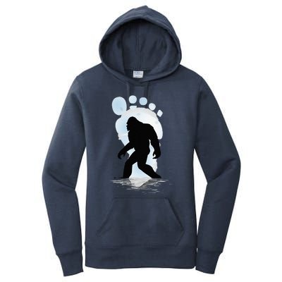 Sasquatch Footprint Moon Light Bigfoot Lovers Gifts Women's Pullover Hoodie