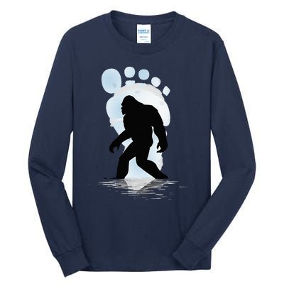 Sasquatch Footprint Moon Light Bigfoot Lovers Gifts Tall Long Sleeve T-Shirt