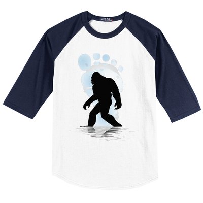 Sasquatch Footprint Moon Light Bigfoot Lovers Gifts Baseball Sleeve Shirt