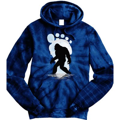 Sasquatch Footprint Moon Light Bigfoot Lovers Gifts Tie Dye Hoodie