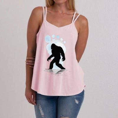 Sasquatch Footprint Moon Light Bigfoot Lovers Gifts Women's Strappy Tank