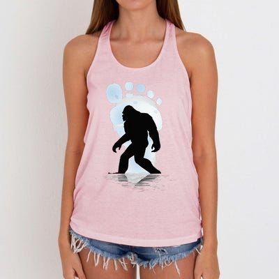 Sasquatch Footprint Moon Light Bigfoot Lovers Gifts Women's Knotted Racerback Tank