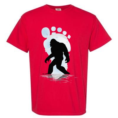 Sasquatch Footprint Moon Light Bigfoot Lovers Gifts Garment-Dyed Heavyweight T-Shirt