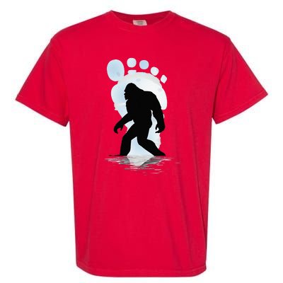 Sasquatch Footprint Moon Light Bigfoot Lovers Gifts Garment-Dyed Heavyweight T-Shirt