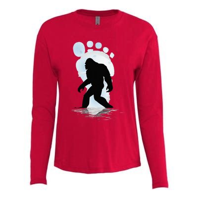 Sasquatch Footprint Moon Light Bigfoot Lovers Gifts Womens Cotton Relaxed Long Sleeve T-Shirt