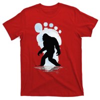 Sasquatch Footprint Moon Light Bigfoot Lovers Gifts T-Shirt