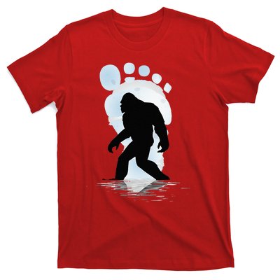 Sasquatch Footprint Moon Light Bigfoot Lovers Gifts T-Shirt