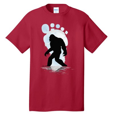 Sasquatch Footprint Moon Light Bigfoot Lovers Gifts Tall T-Shirt